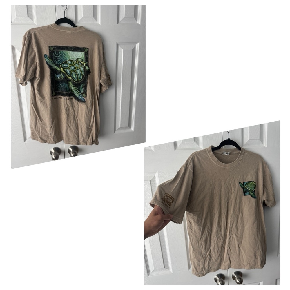 Crazy Shirts Kona Coffee Turtle Graphic Tee M Laguna Beach California x Hawaii